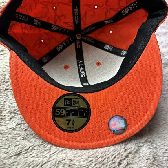 Atlanta Braves Hat New Era 59Fifty All Over Print Baseball Cap Orange 7 5/8 New - Picture 8 of 16